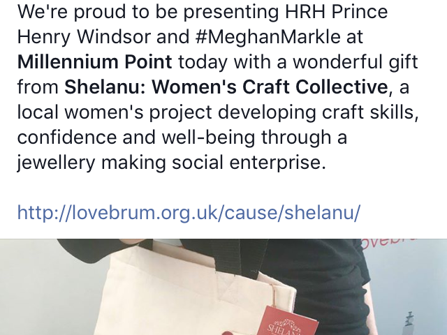 Love Brum post about Shelanu's gifts to Prince Harry and Meghan Markle #Brumsouvenir
