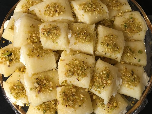 a plate of syrian pastries