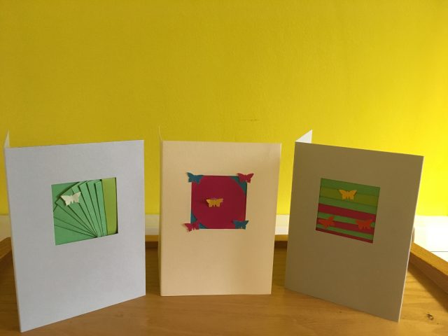 a selection of handmade cards with Iris paper folding