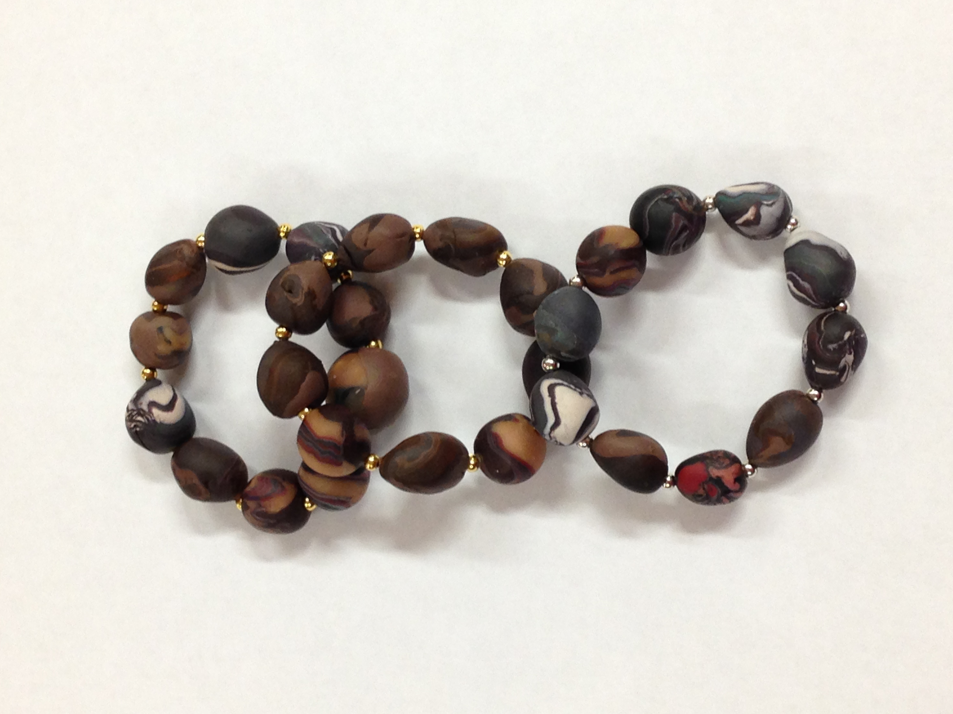 bracelets with brown and black pearls