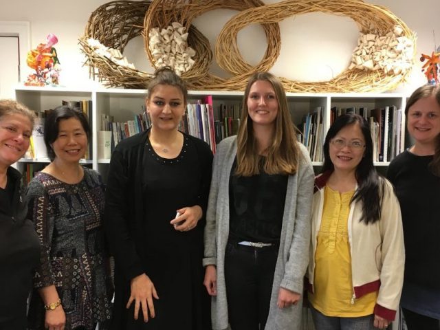 Dana with Shelanu members and Emma Daker, Craftspace's Exhibitions and Project Manager