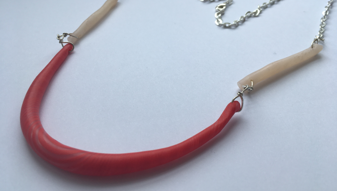 polymer clay red simple necklace
